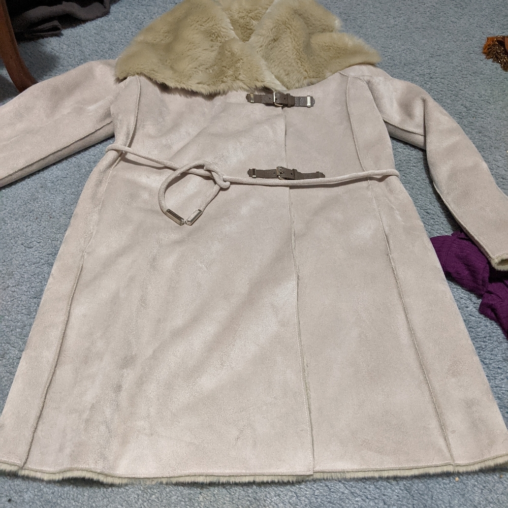 CALVIN KLEIN SUEDE LIKE MID LENGTH COAT